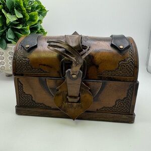 Tooled Leather Treasure Chest Celtic Medieval Keepsake Box Native Chief